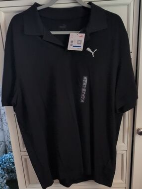 Puma Men's Black Polo with White Logo